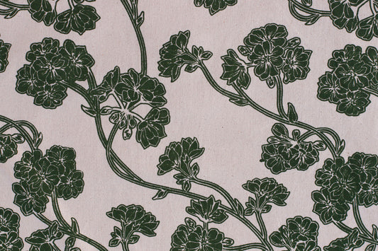 Cherry Blossom Textile - Dark Green - Organic White