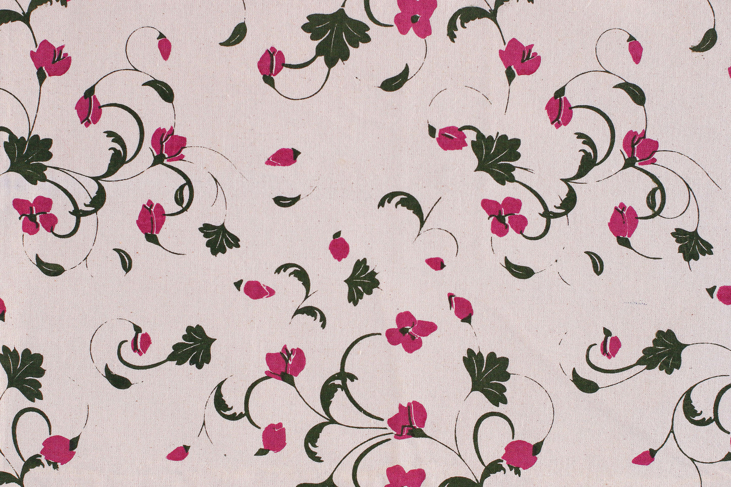 Flowers Textile - Dark Green/Magenta - Organic White