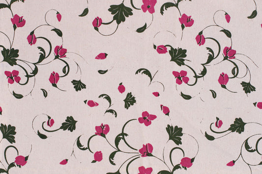 Flowers Textile - Dark Green/Magenta - Organic White