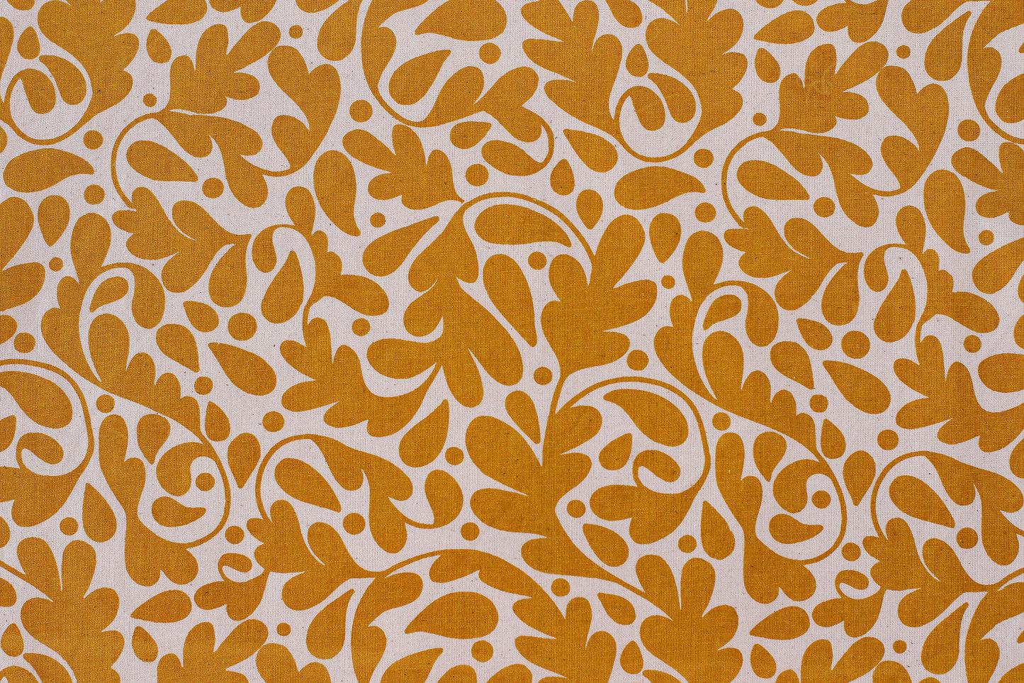 Oak Leaves Textile - Yellow - Organic White
