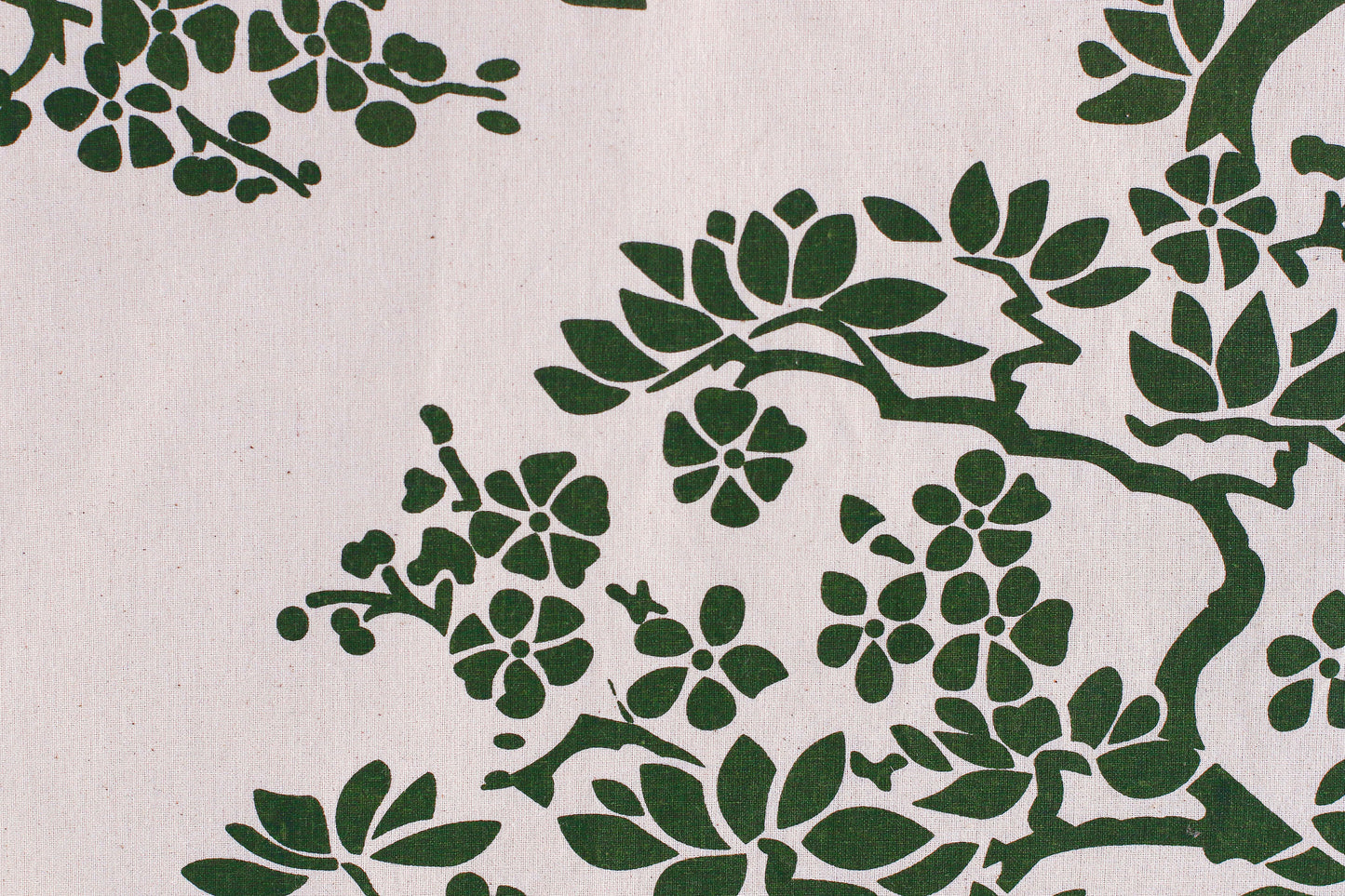 Trädgrenar Textil - Mörkgrön - Ekologisk Vit