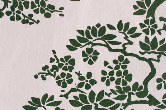 Tree Branches Table Cover - Dark Green - Organic White