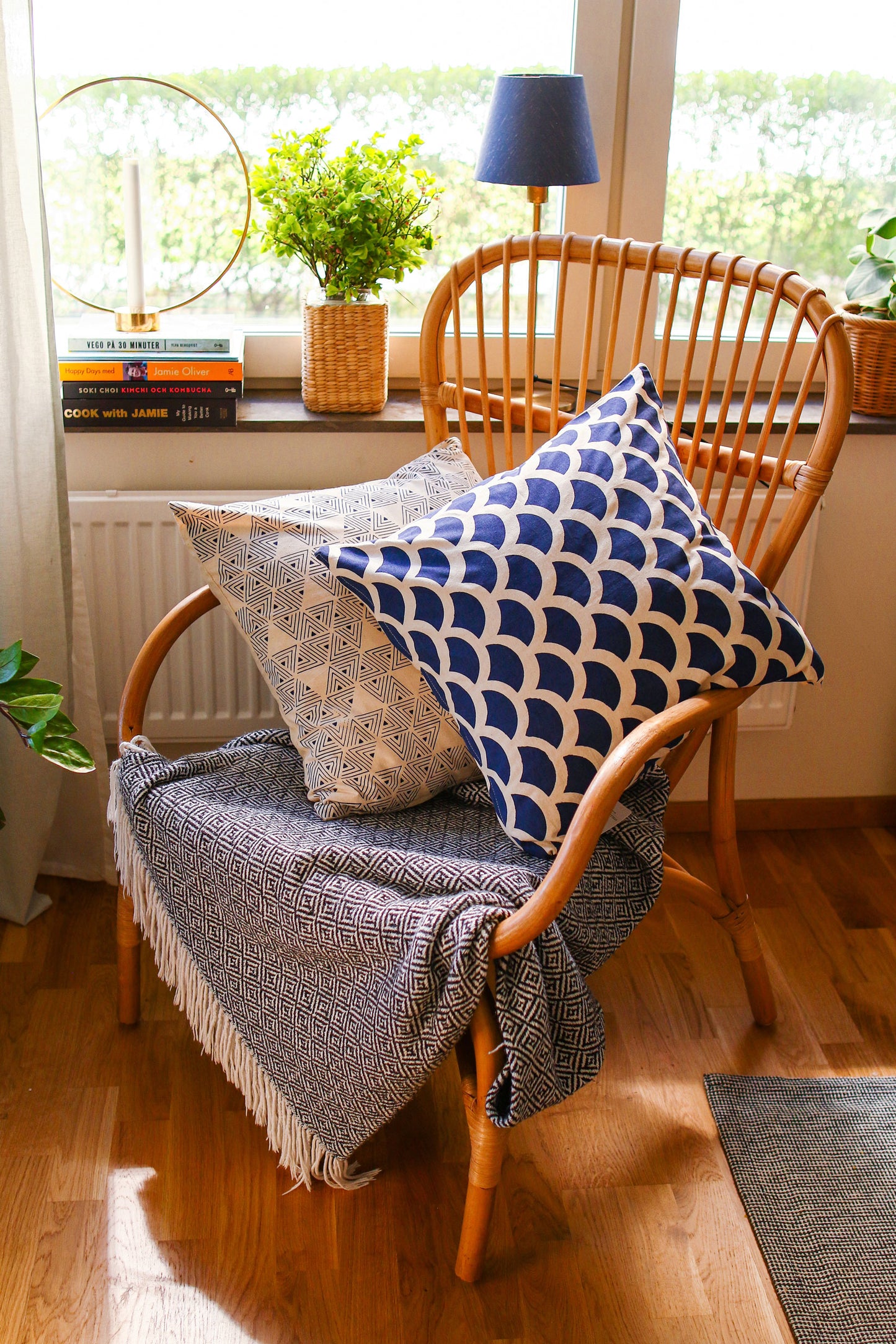 Oceano Cushion Cover 5 pcs Set - Navy Blue - Organic White