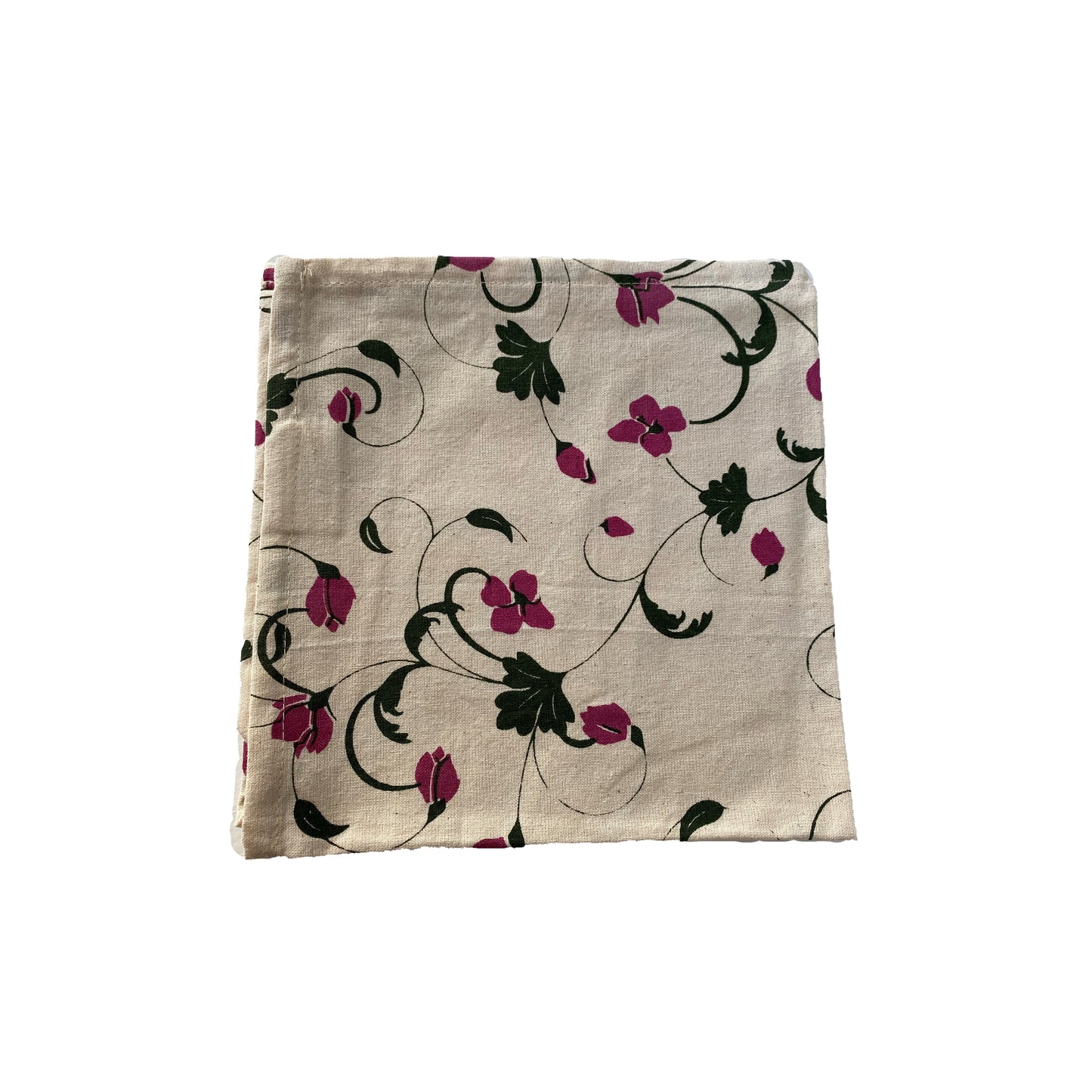 Flower Napkin - Dark Green / Magenta - Organic White