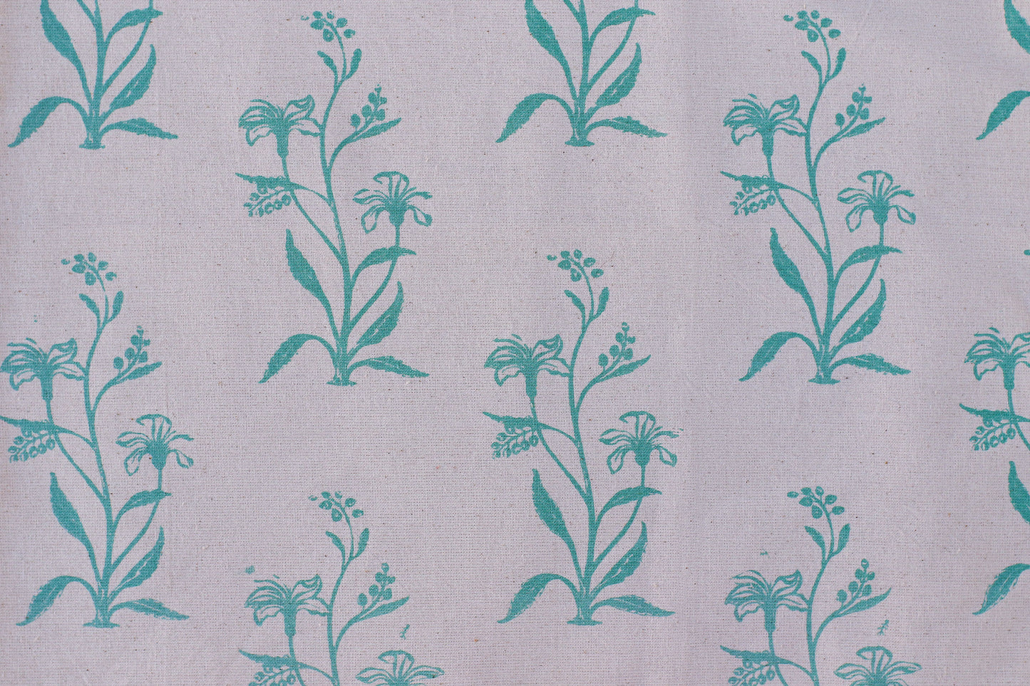 Lily Flower Textile - Turkos - Ekologisk Vit