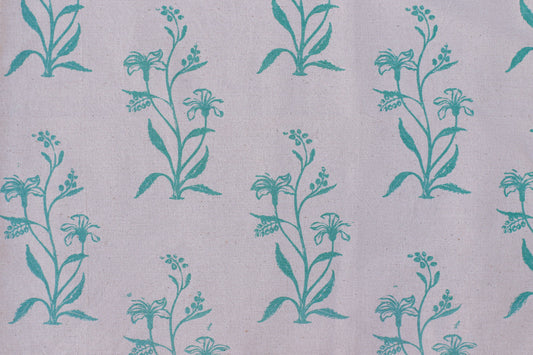 Lily Flower Textile - Turkos - Ekologisk Vit