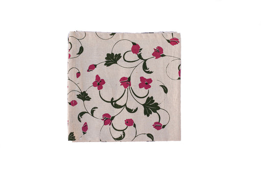 Flower Napkin - Dark Green / Magenta - Organic White
