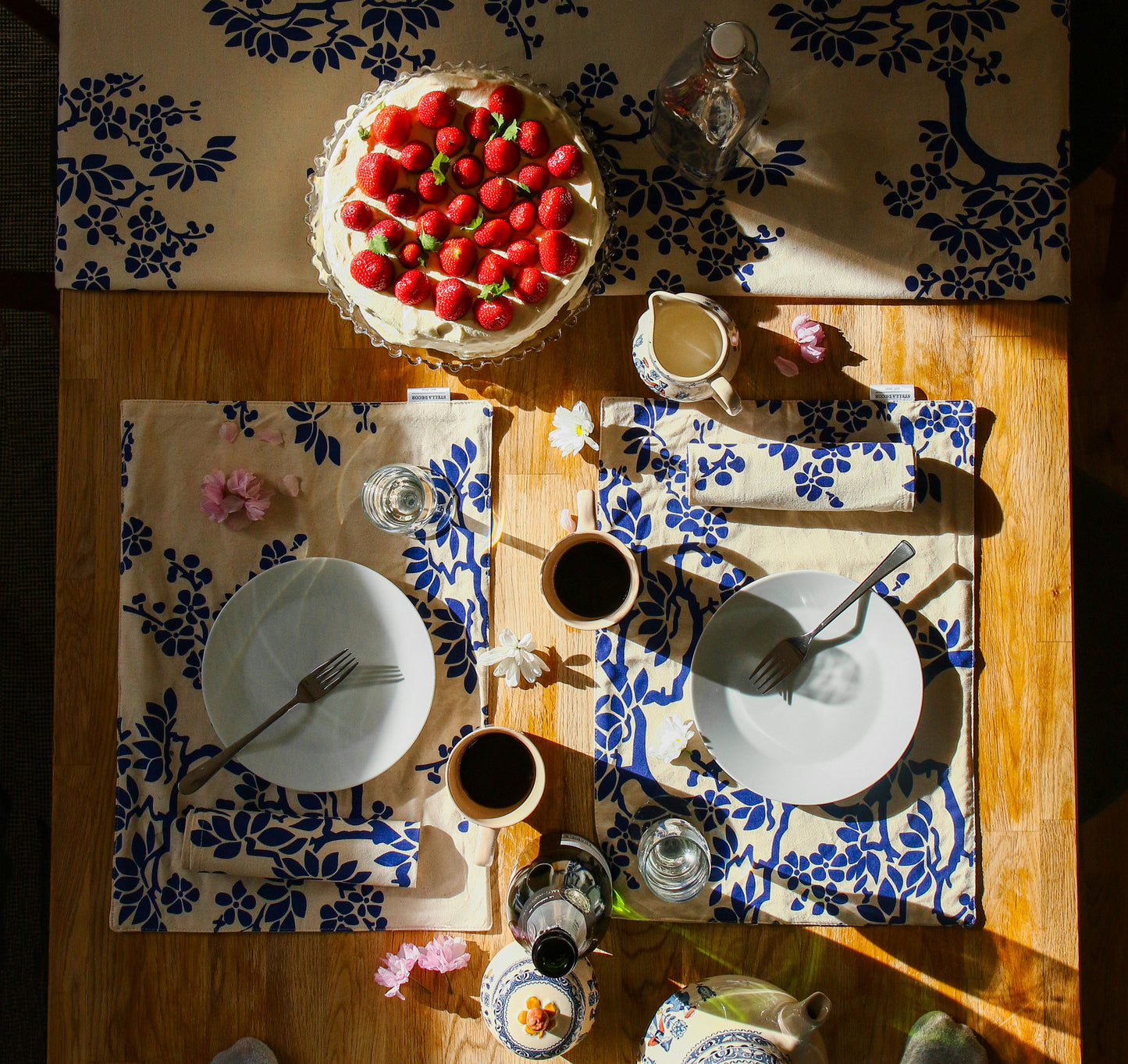 Tree Branches Napkin - Navy Blue - Organic White