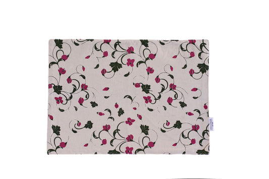 Flower Place Mat - Dark Green/Magenta - Organic White