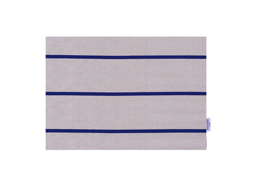 Rustique Place Mat - Navy Blue - Organic White
