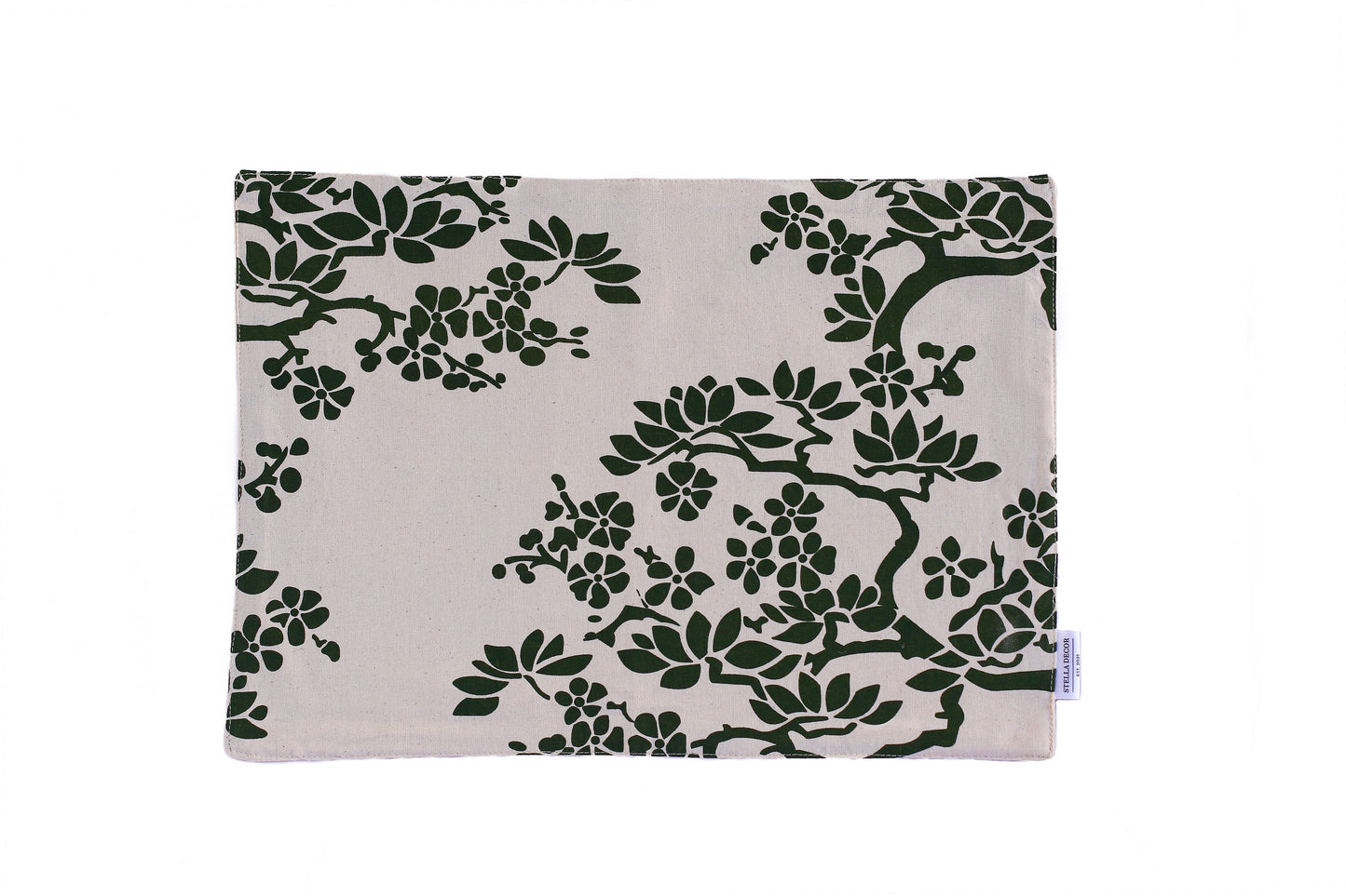 Tree Branches Place Mat - Dark Green - Organic White