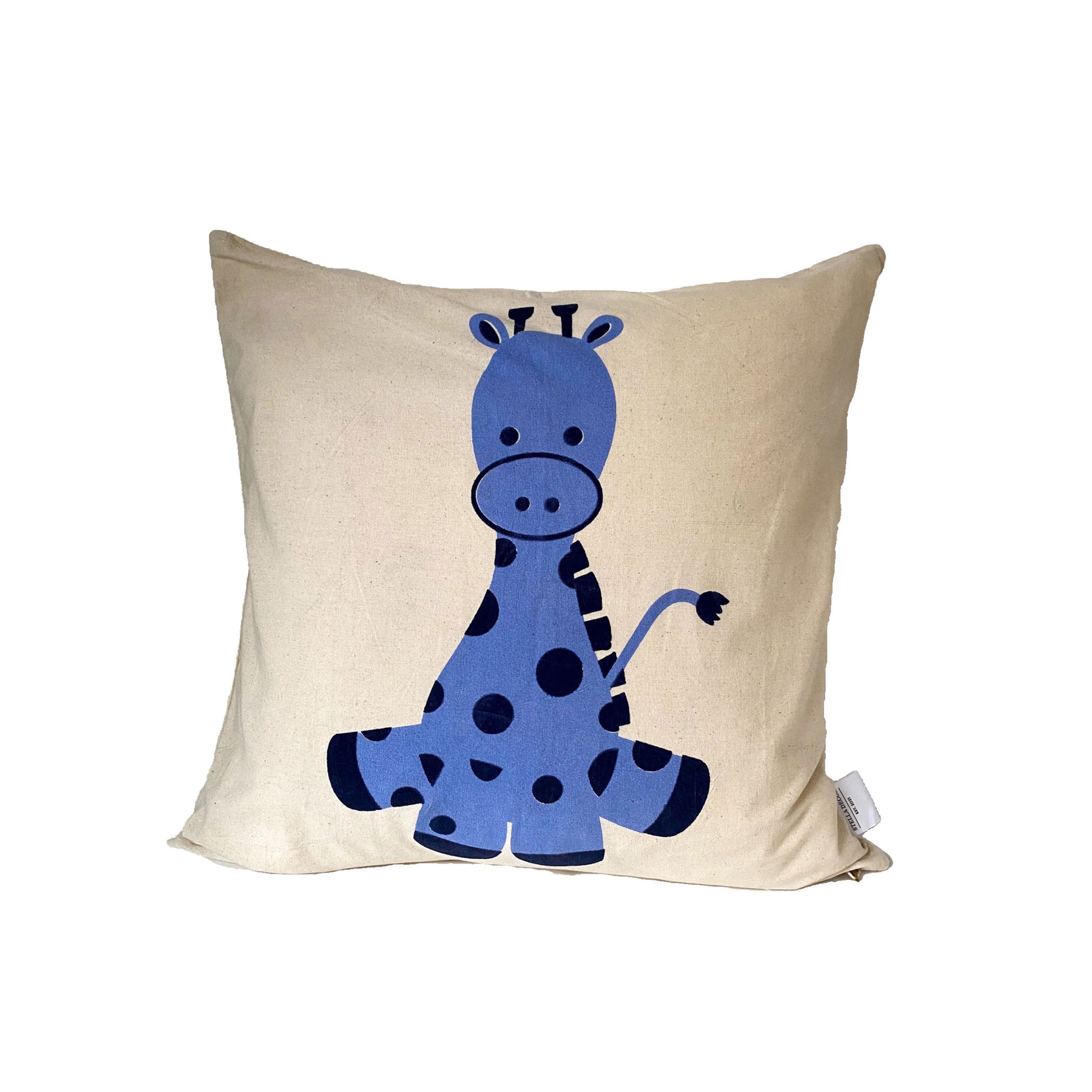 stella decor cushion cover in design dotty giraffe in color blue