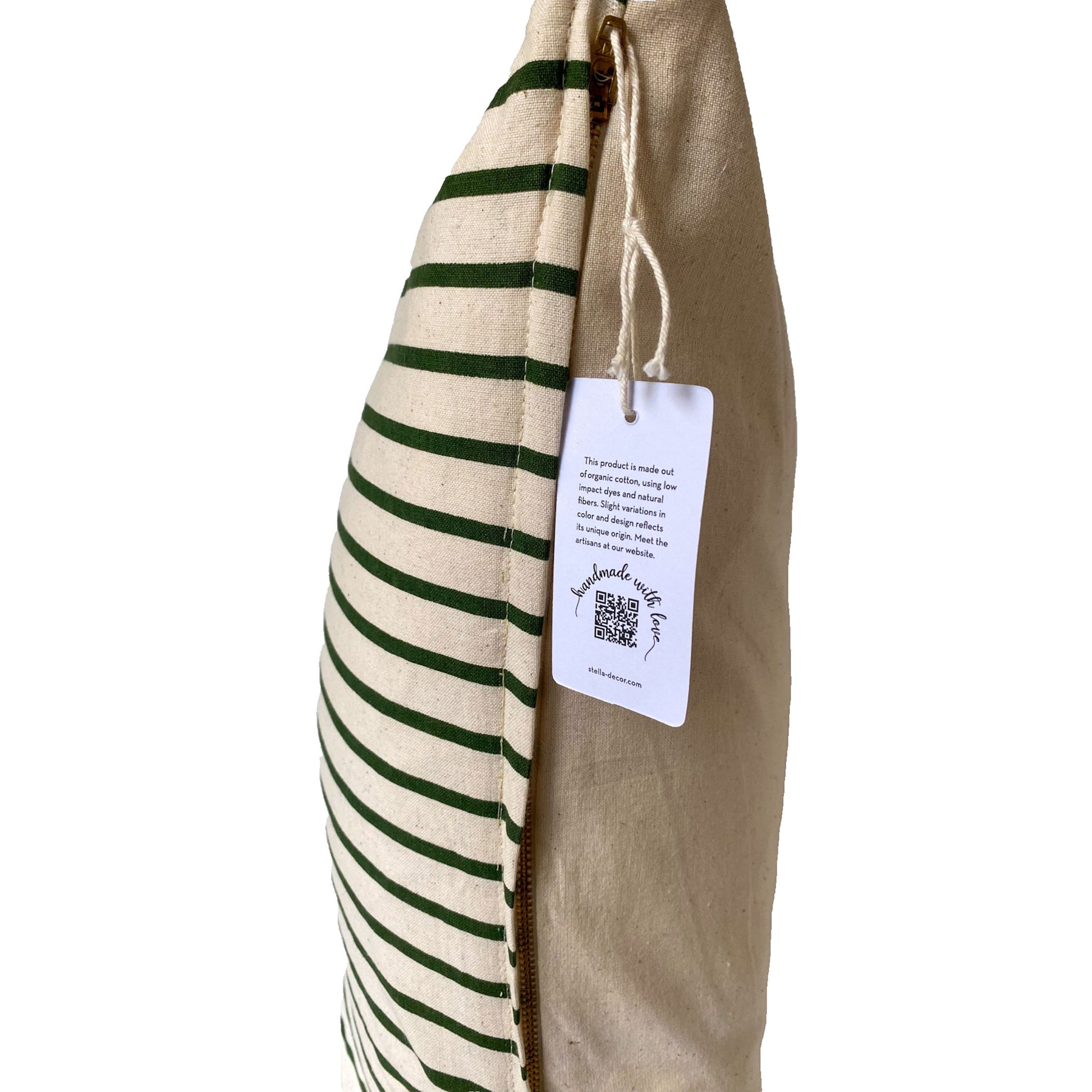 Stella Decor cushion cover side design follow the lane in size 50x50 cm in color green white