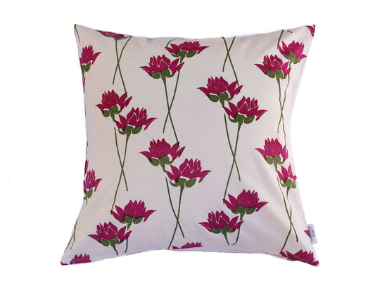 Stella Decor cushion cover with design lotus flower in size 50x50 cm in color magenta