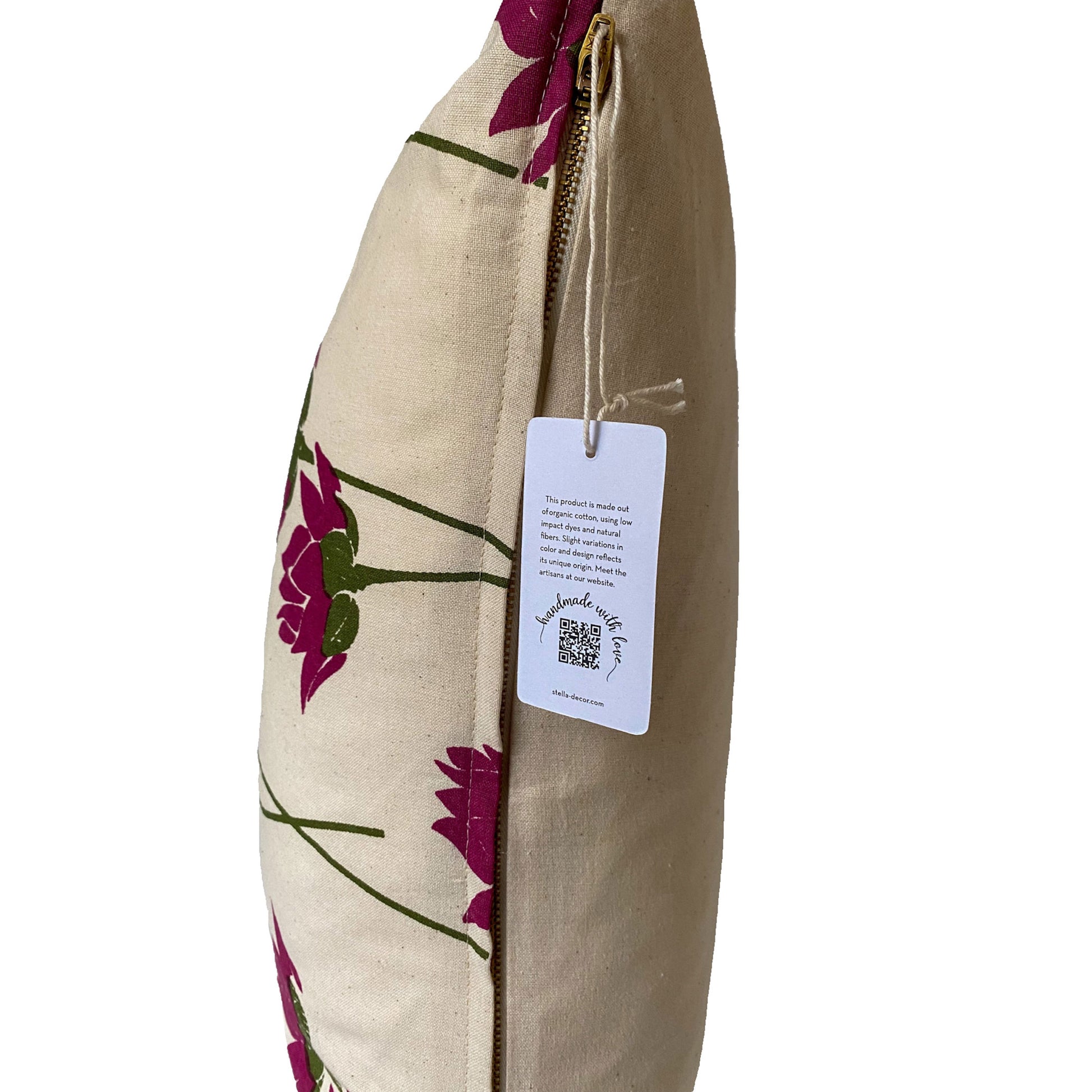 Stella Decor cushion cover side with design lotus flower in size 50x50 cm in color magenta