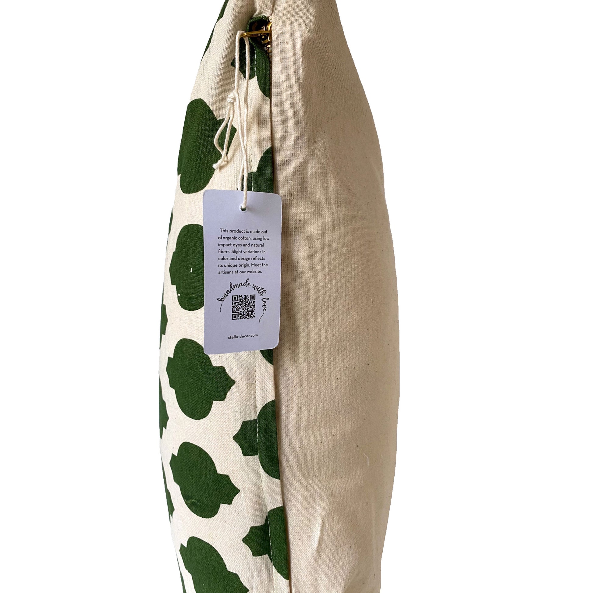 Stella Decor cushion cover side with design pine cones in size 50x50 cm in color dark green