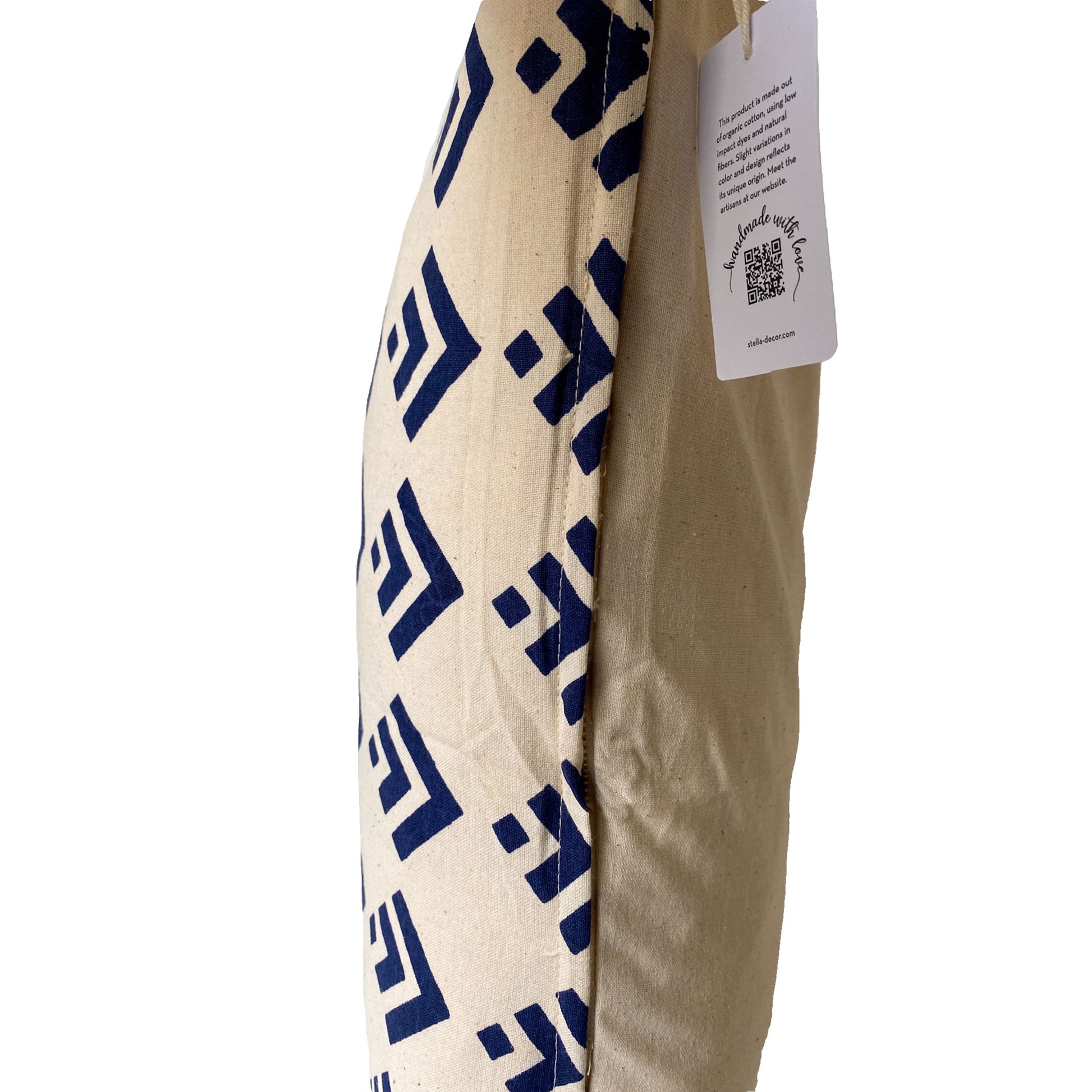 stella decor cushion cover in design sea floor in color navy blue white side