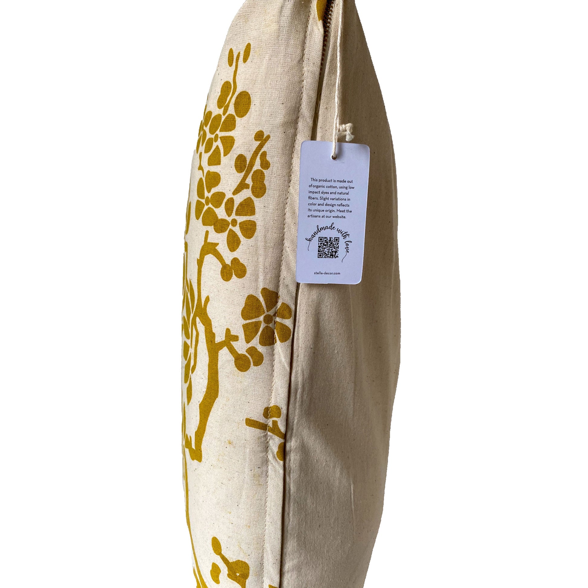 stella decor cushion cover side in design tree branches in color yellow