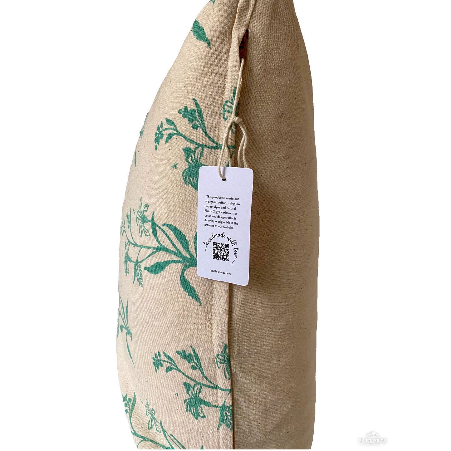 Stella Decor cushion cover side with design lily flower in size 50x50 cm in color turquoise