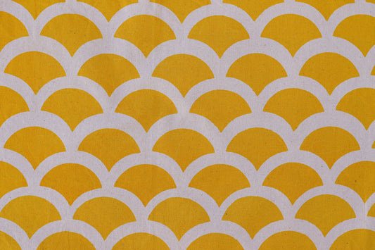 Waves Textile - Bright Yellow - Organic White