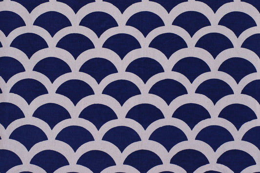 Wave Textile - Dark Blue - Organic White