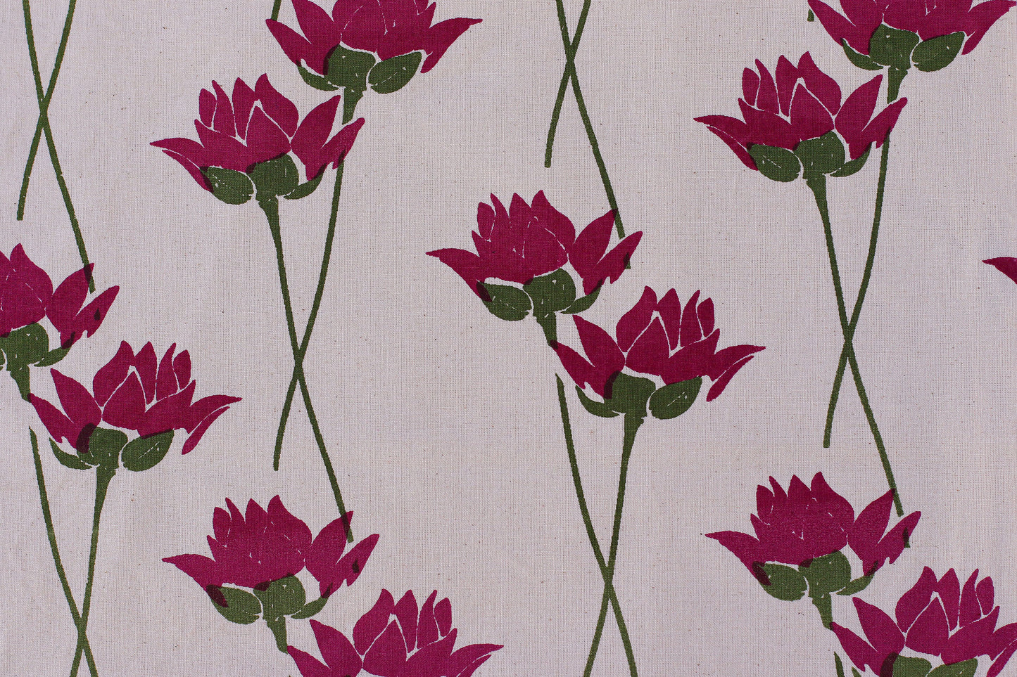 Lotus Flower Textile - Magenta - Organic White