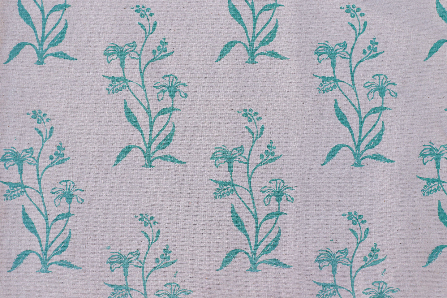 Lily Flower Textile - Turkos - Ekologisk Vit 