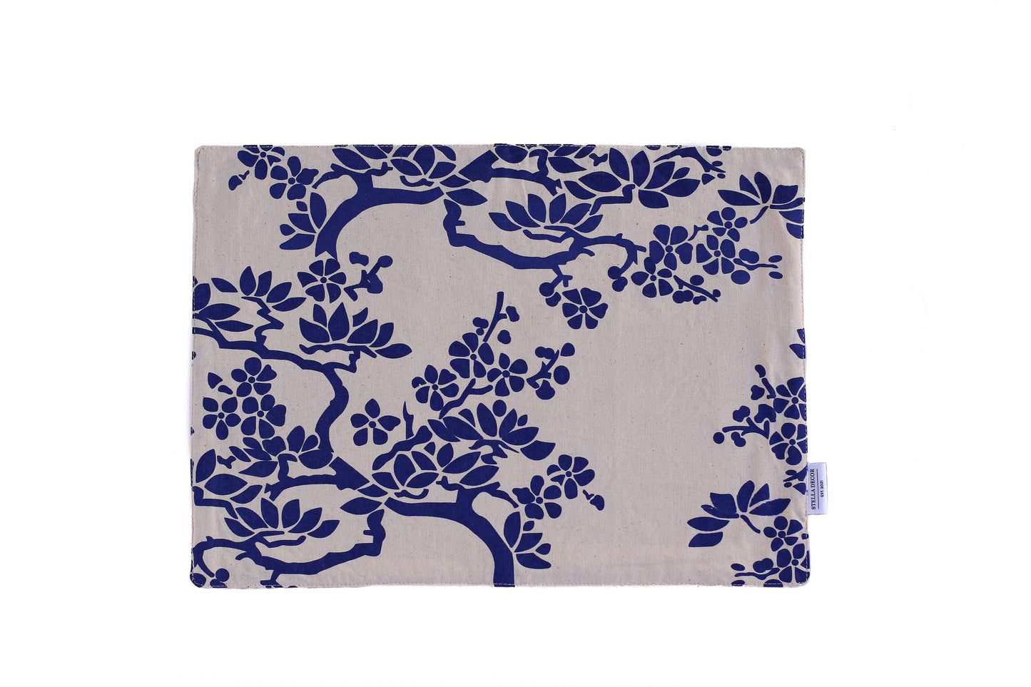 Tree Branches Place Mat - Navy Blue - Organic White