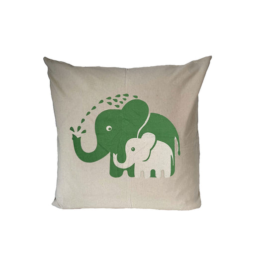 stella decor cushion cover in design caring elephant in color green