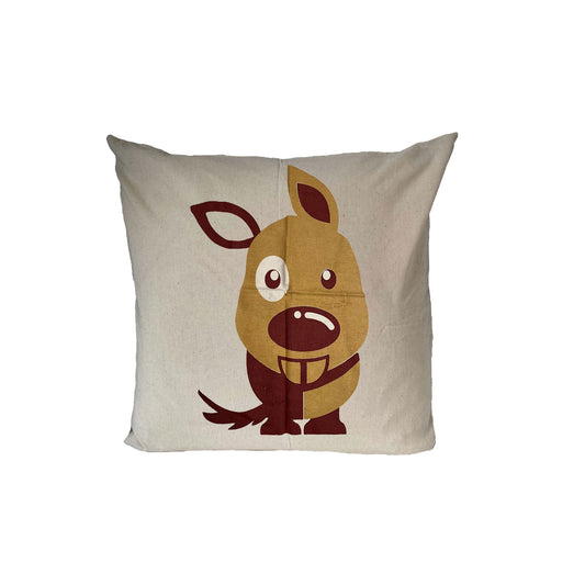 stella decor cushion cover in design cheeky puppy in color brown