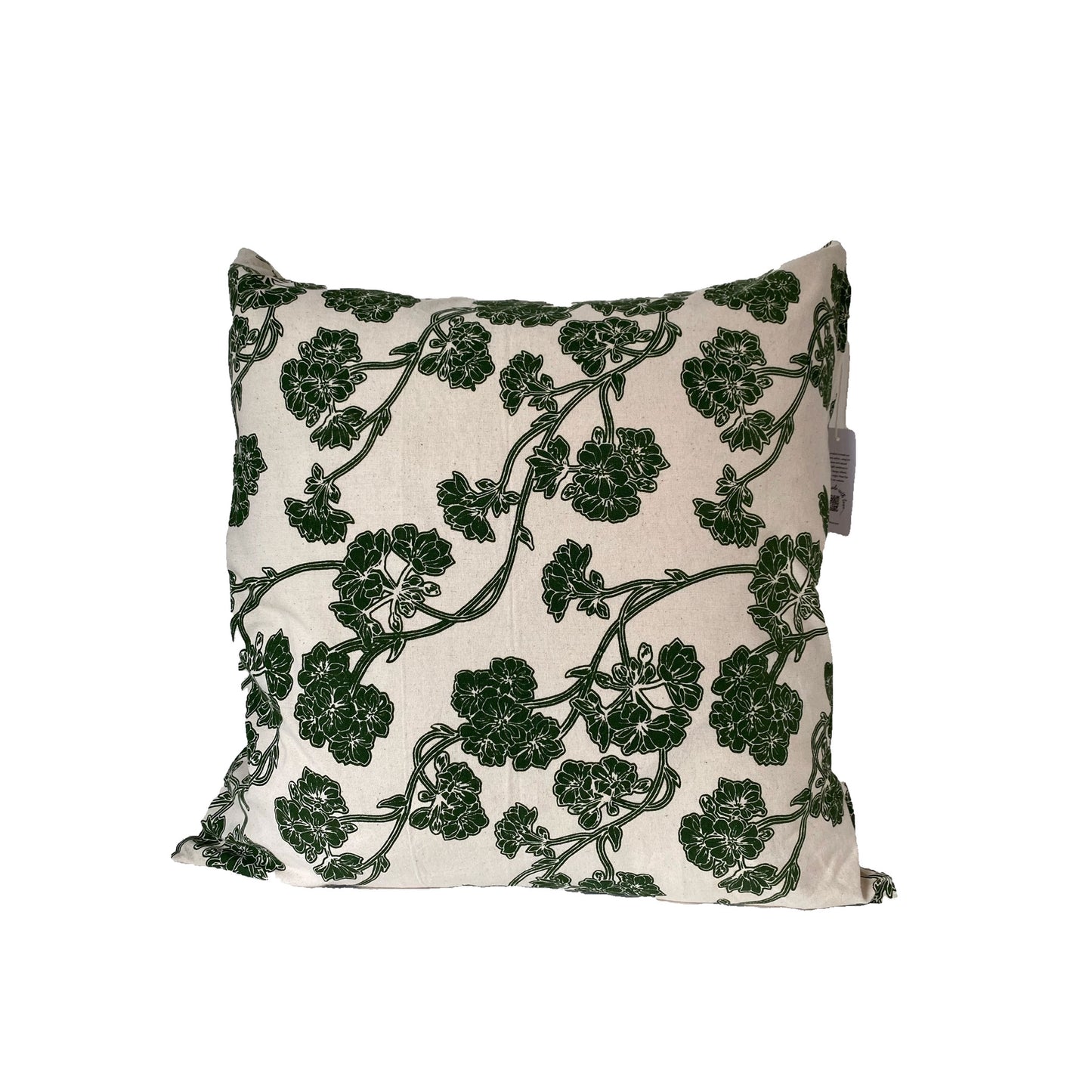 Stella Decor cushion cover design of cherry blossom in size 50x50 cm in color dark green white