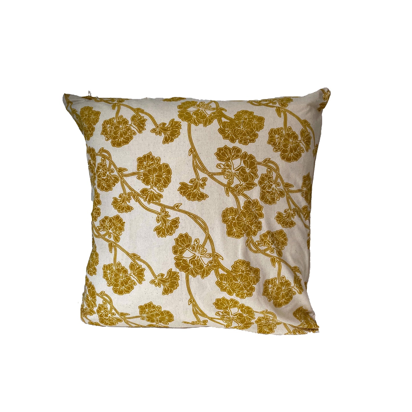 Stella Decor cushion cover design of cherry blossom in size 50x50 cm in color dark yellow white