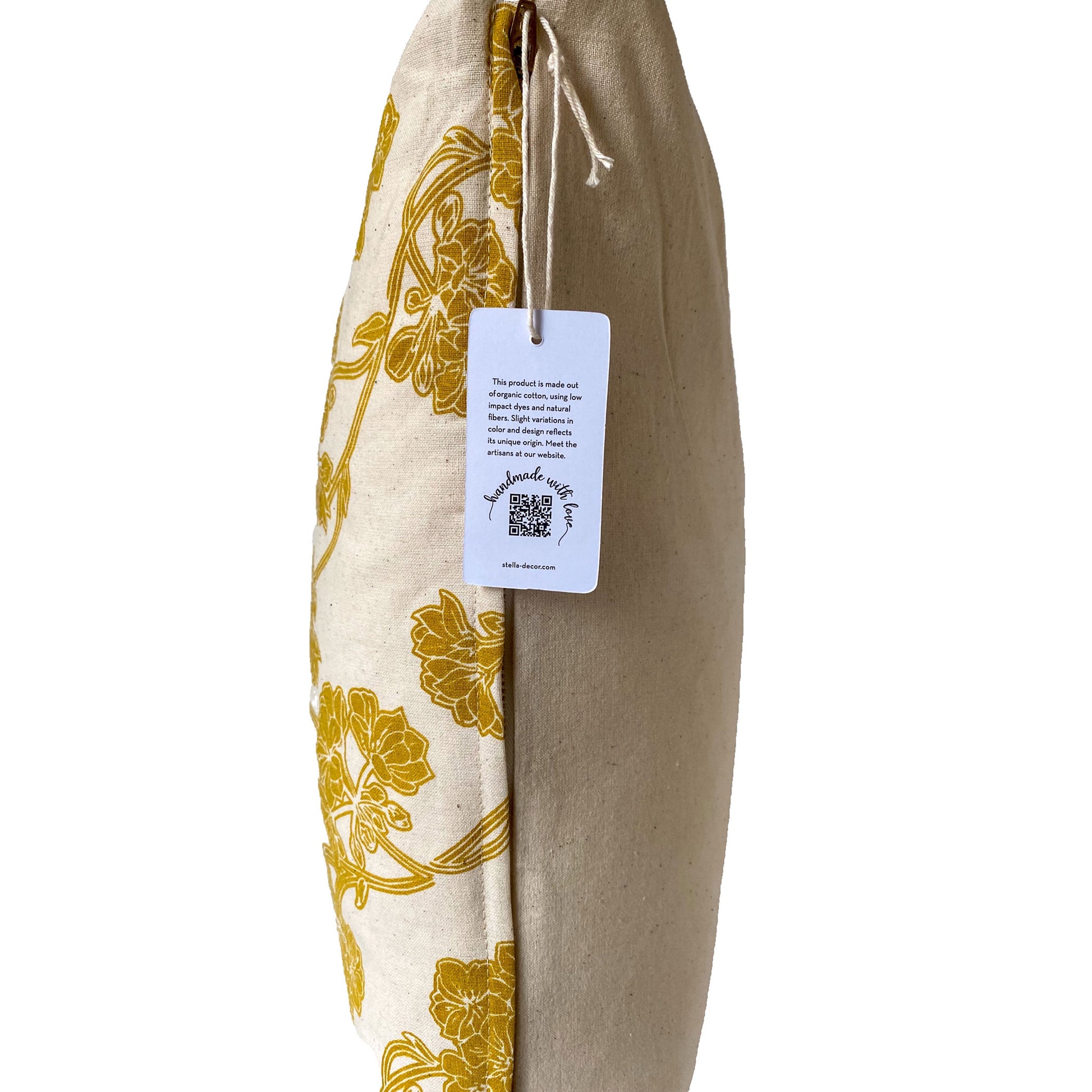 Stella Decor cushion cover side design of cherry blossom in size 50x50 cm in color dark yellow white