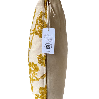 Stella Decor cushion cover side design of cherry blossom in size 50x50 cm in color dark yellow white