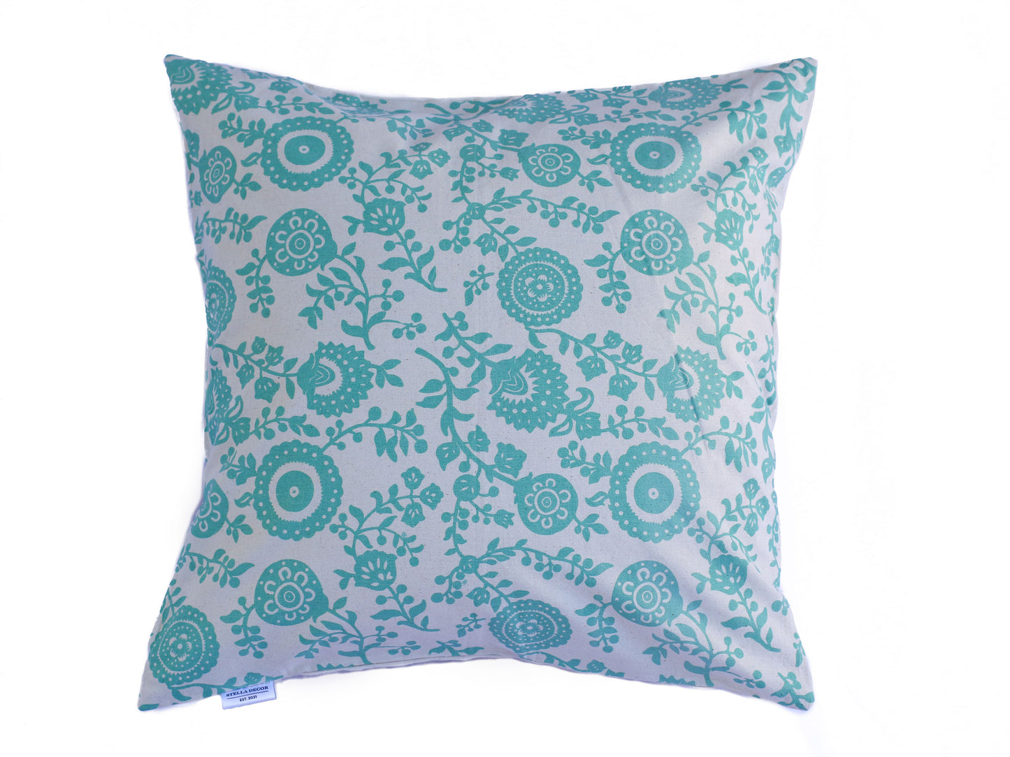 Stella Decor cushion cover design of chrysanthemum flower in size 50x50 cm in color turquoise original