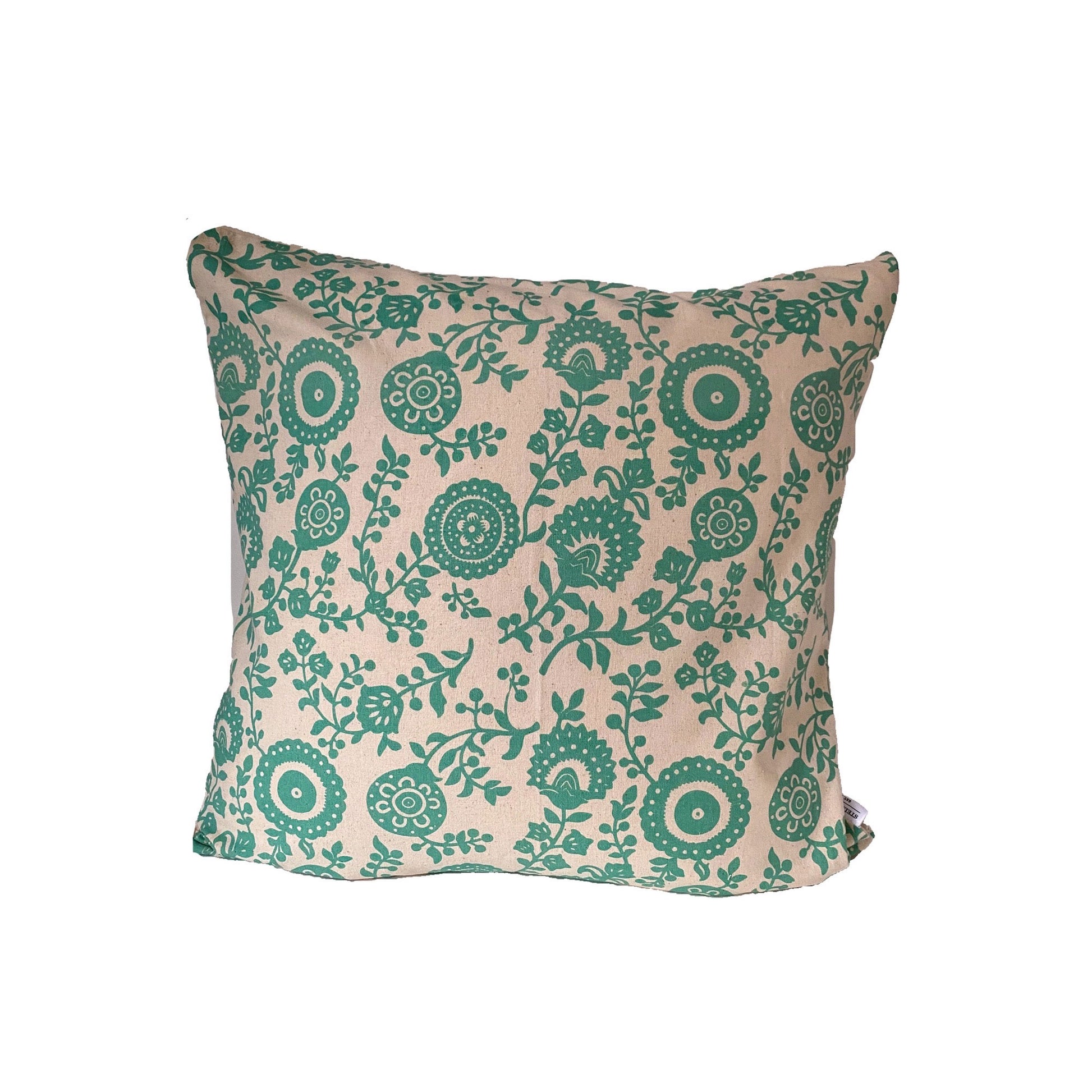Stella Decor cushion cover design of chrysanthemum flower in size 50x50 cm in color turquoise