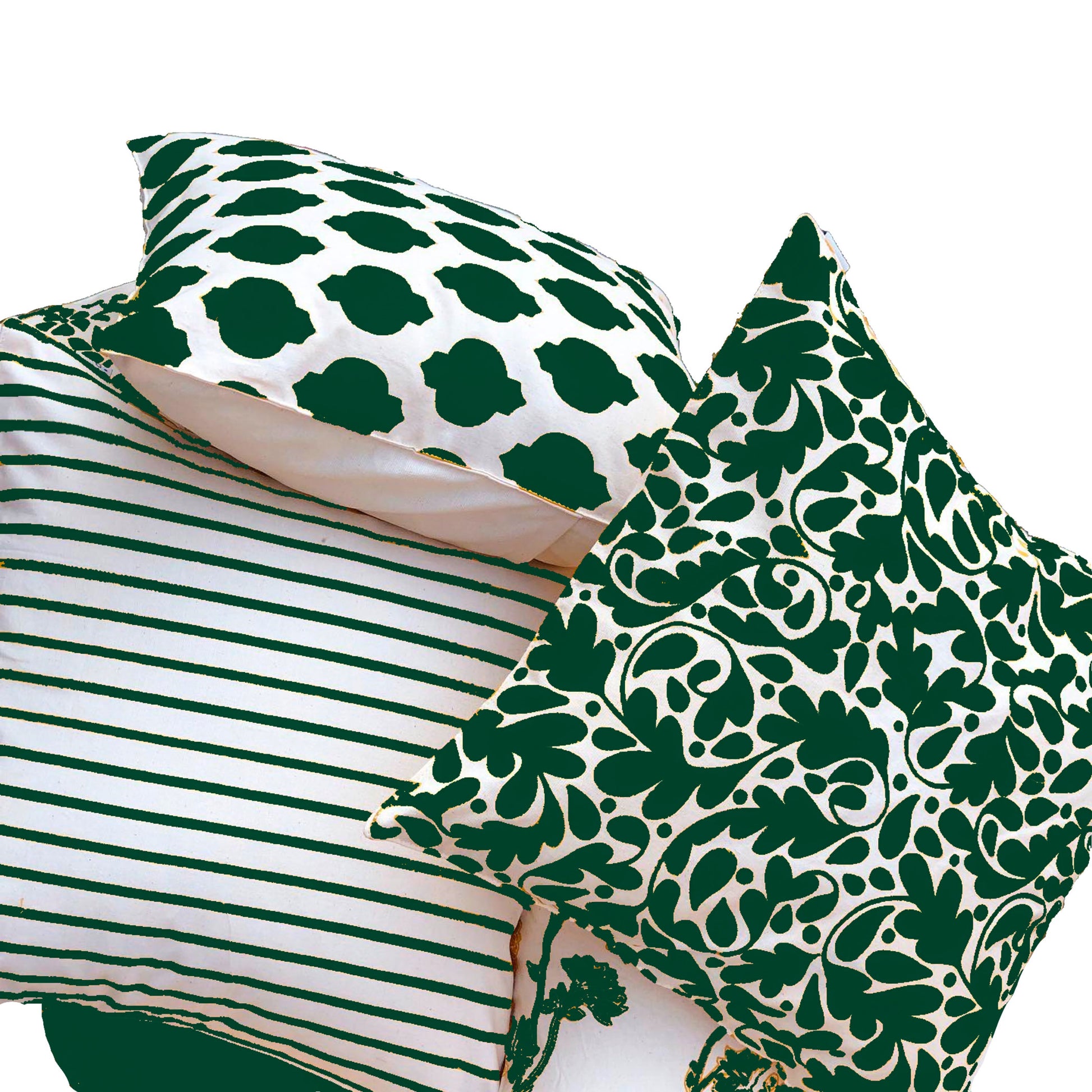 Stella Decor cushion cover collection in five pieces with design forest trail in size 50x50 cm in color green white