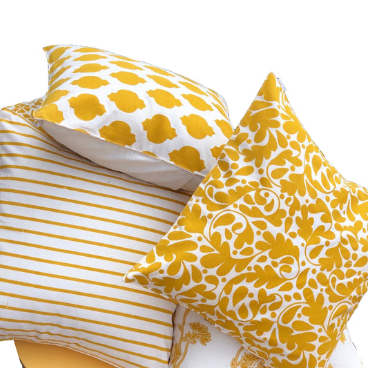 Stella Decor cushion cover collection in five pieces with design forest trail in size 50x50 cm in color yellow white
