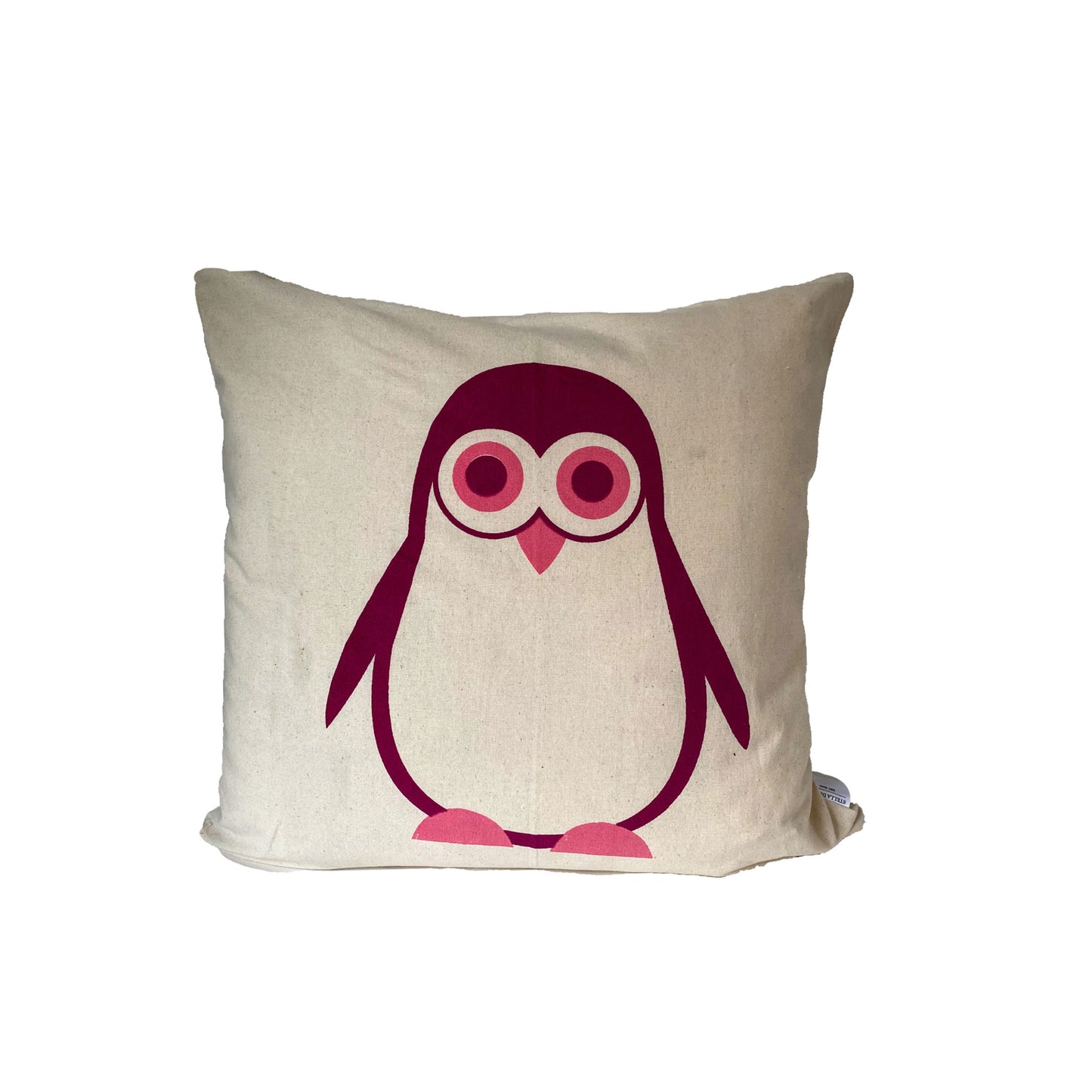 stella decor cushion cover in design friendly penguin in color magenta