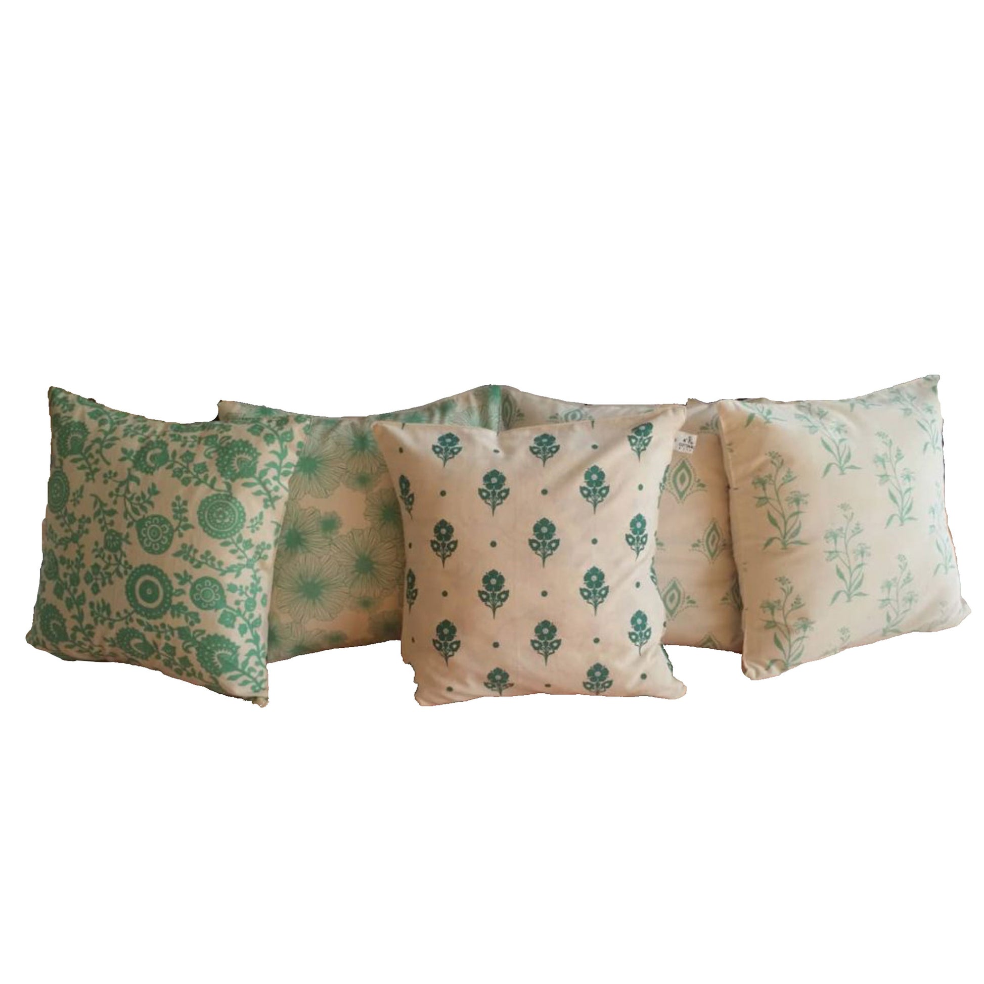 Stella Decor cushion cover collection with design garden dreams five pieces in size 50x50 cm in color turquoise