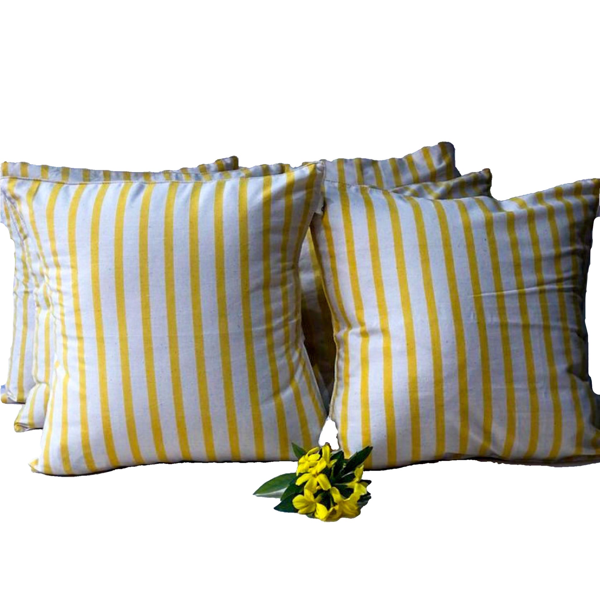 stella decor cushion cover set yellow white sand dunes stripes