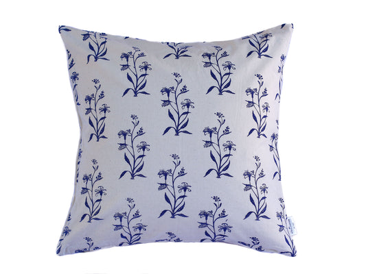 Stella Decor cushion cover with design lily flower in size 50x50 cm in color navy blue white