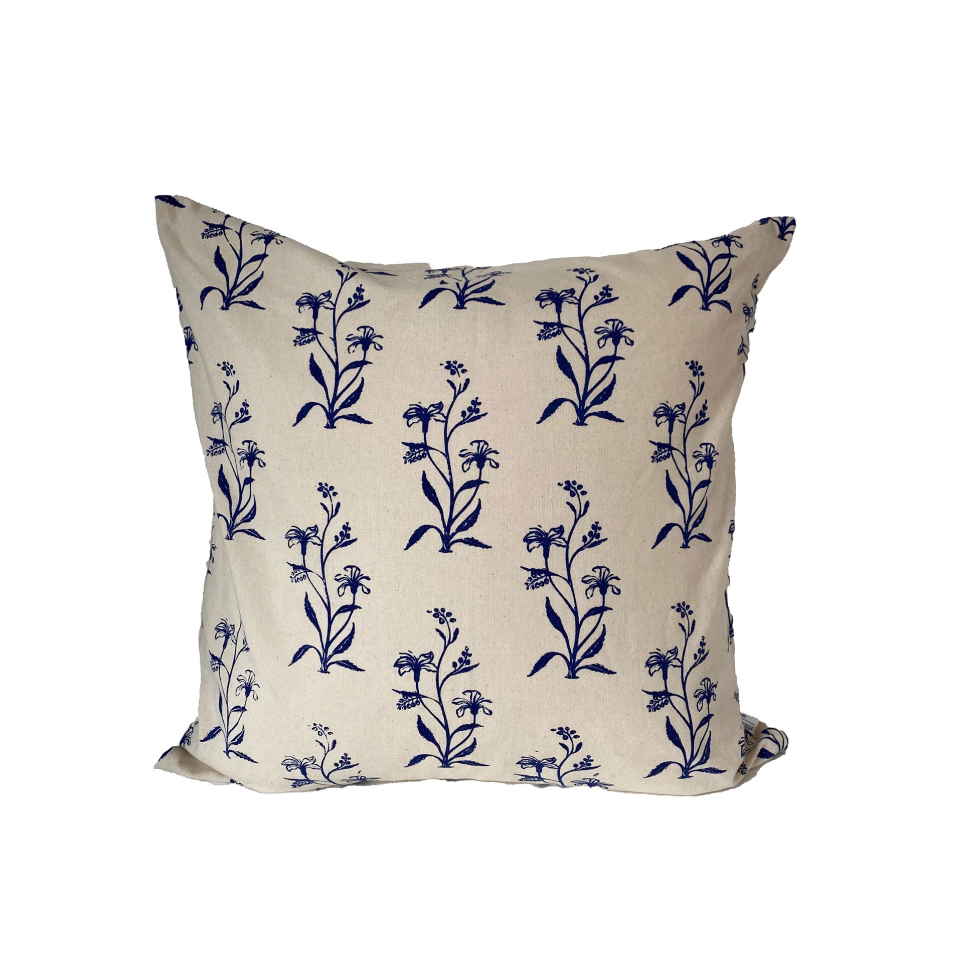 Stella Decor cushion cover with design lily flower in size 50x50 cm in color navy blue white