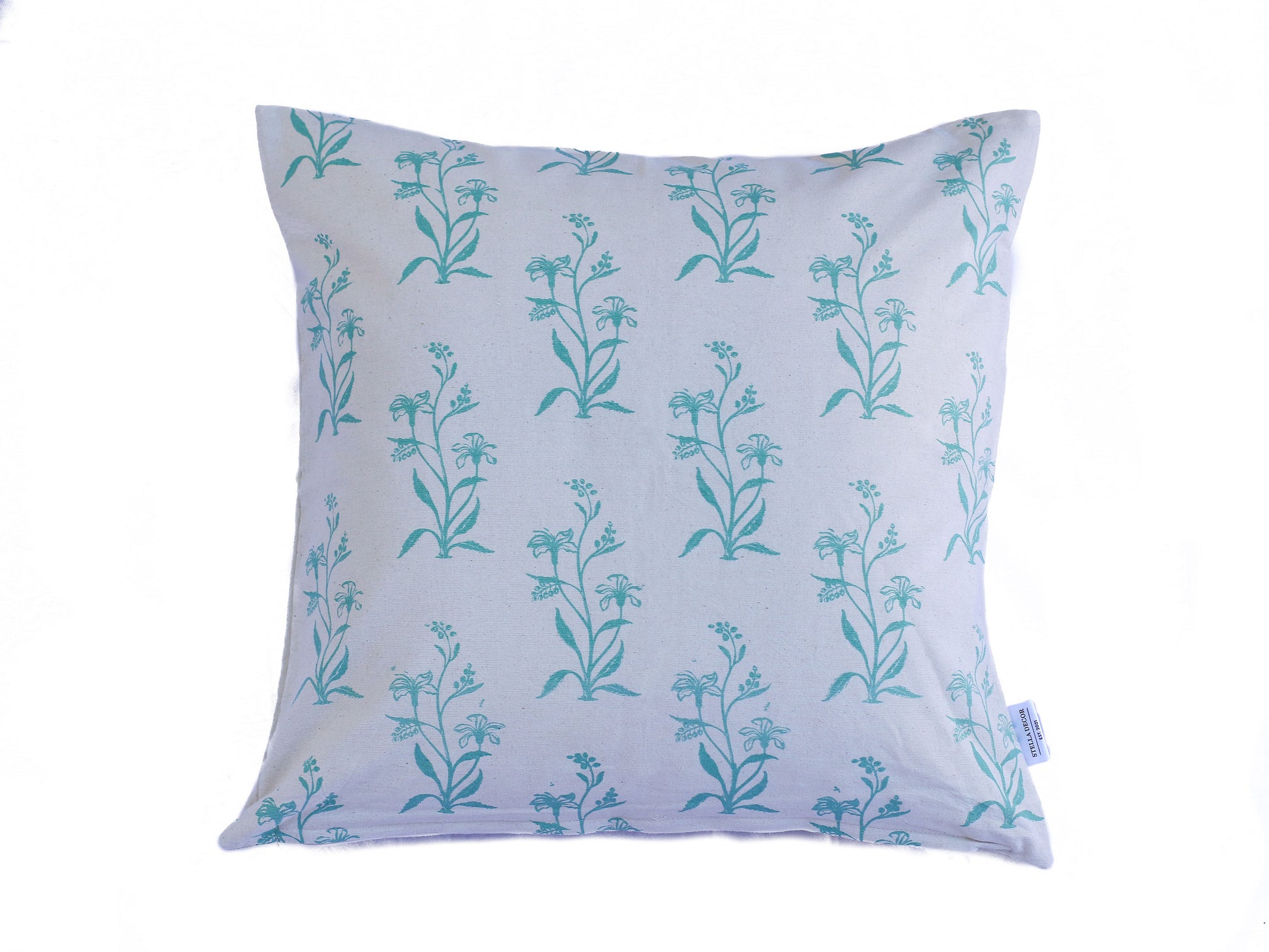 Stella Decor cushion cover with design lily flower in size 50x50 cm in color turquoise original